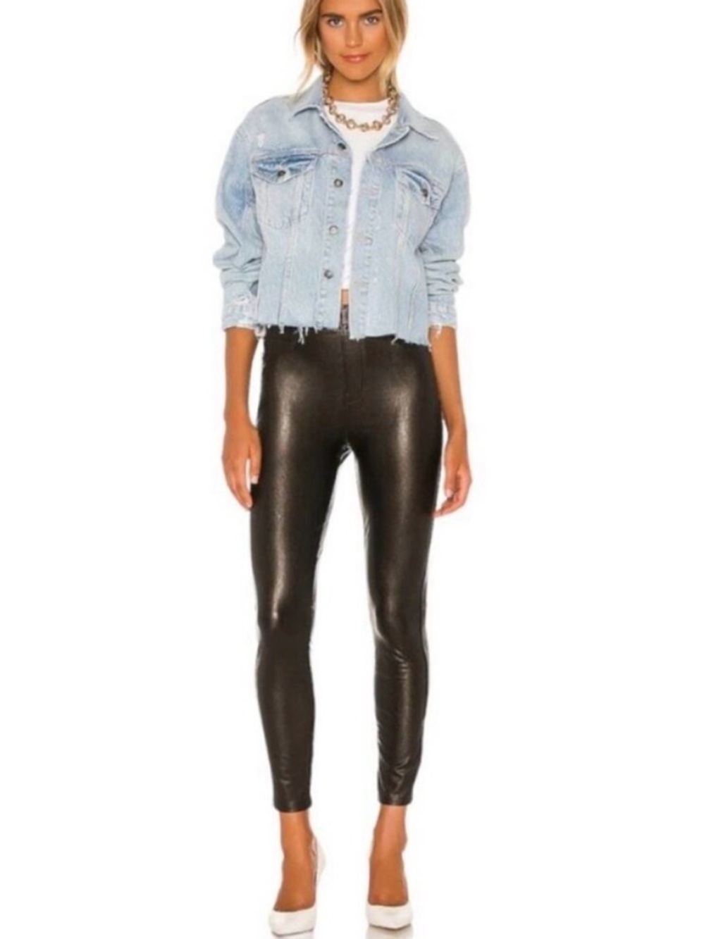 SPANX Black Like Leather Stretch Faux Leather Pants, size S